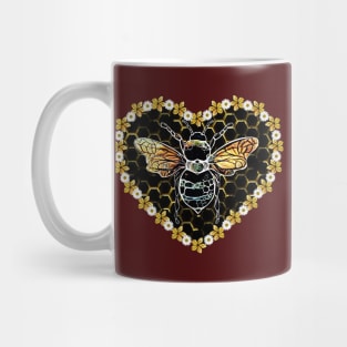 Sweet, heart, Bee and Flowers, Save the bees, Honey, Hive, Watercolour Mug